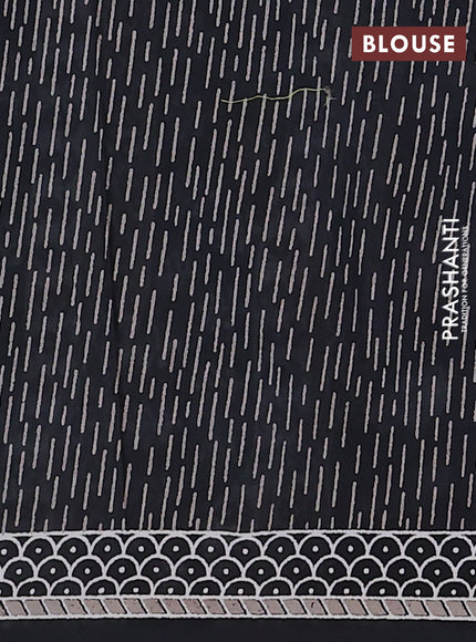 Kota doria saree black and off white with allover dabu prints and printed border