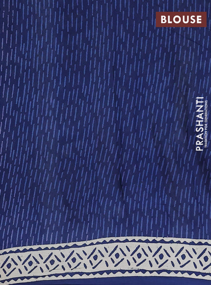 Kota doria saree blue and cream with allover warli prints and printed border