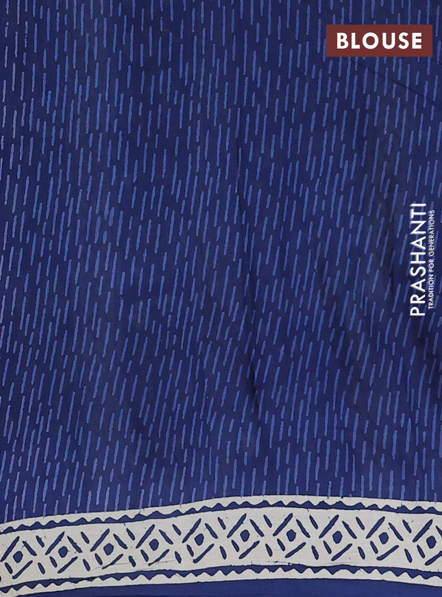 Kota doria saree blue and cream with allover warli prints and printed border