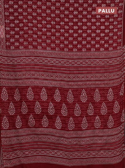 Kota doria saree maroon with allover dabu prints and printed border