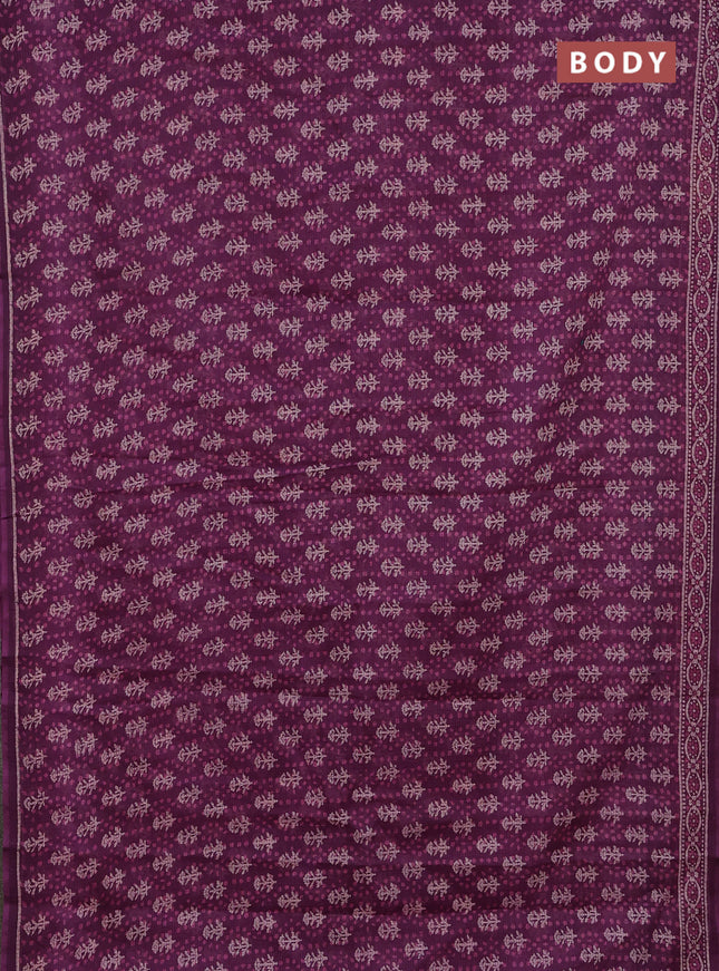 Kota doria saree purple with allover dabu prints and printed border