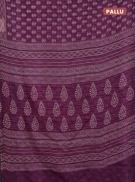 Kota doria saree purple with allover dabu prints and printed border