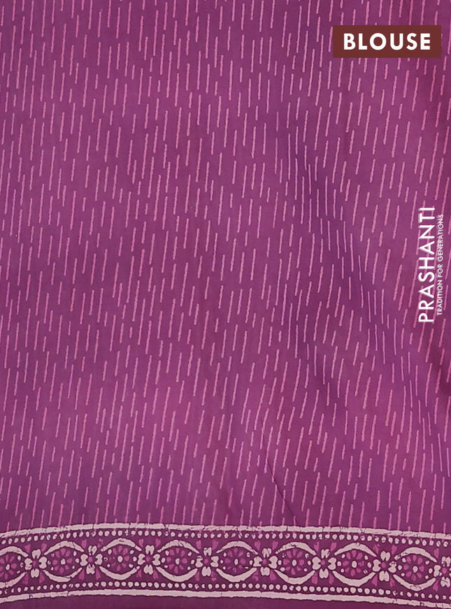 Kota doria saree purple with allover dabu prints and printed border