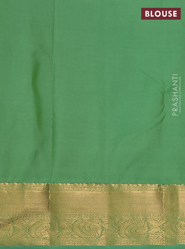 Bangalori silk saree orange and green shade with zari woven buttas and zari woven border and Butta style