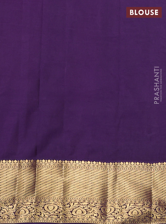 Bangalori silk saree teal blue and violet with zari woven buttas and rich zari woven border and Butta style
