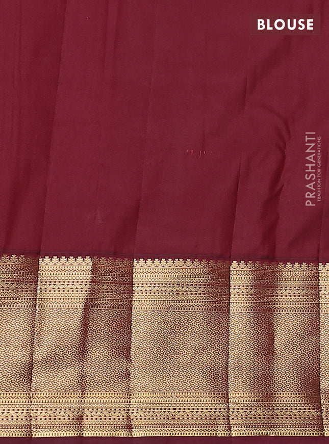 Bangalori silk saree orange and deep maroon with zari woven buttas and long zari woven border and Butta style