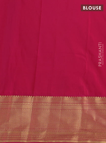 Bangalori silk saree teal blue and pink with zari woven buttas and long zari woven border and Butta style