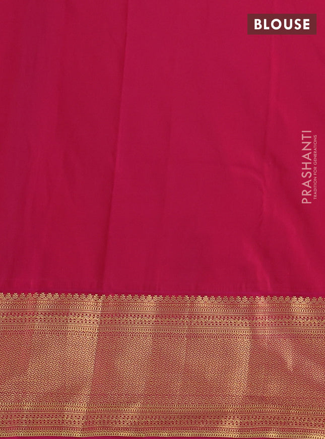 Bangalori silk saree teal blue and pink with zari woven buttas and long zari woven border and Butta style