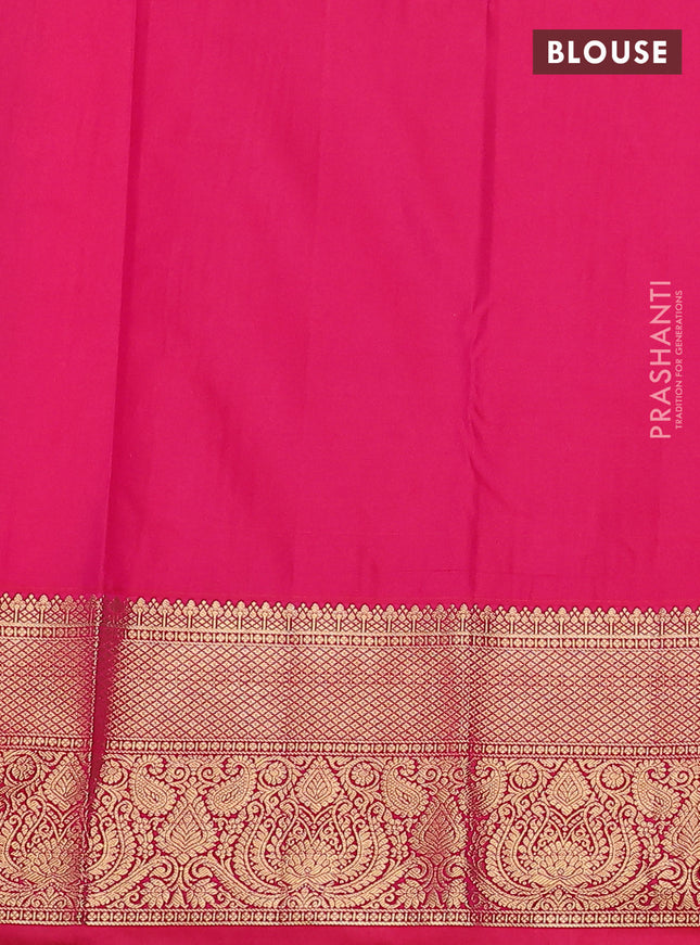 Bangalori silk saree green and pink with zari woven buttas and zari woven border and Butta style
