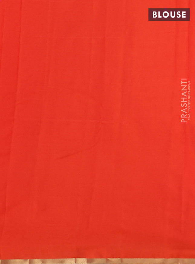 Bangalori silk saree orange with zari woven buttas and zari woven box type border and Butta style