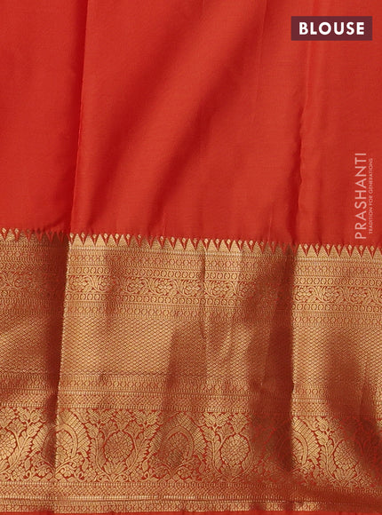 Bangalori silk saree sunset orange with zari woven buttas and long zari woven border and Butta style