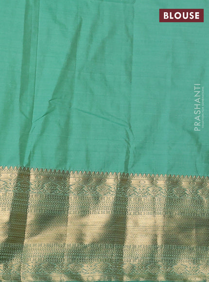 Bangalori silk saree orange and green shade with zari woven buttas and long zari woven border and Butta style
