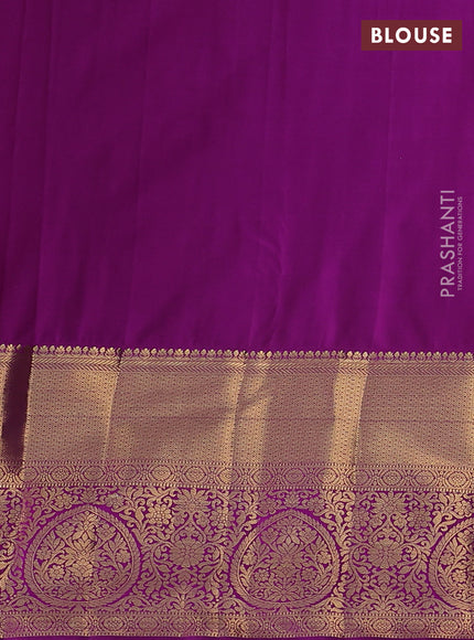 Bangalori silk saree pastel green and purple with zari woven buttas and long zari woven border and Butta style