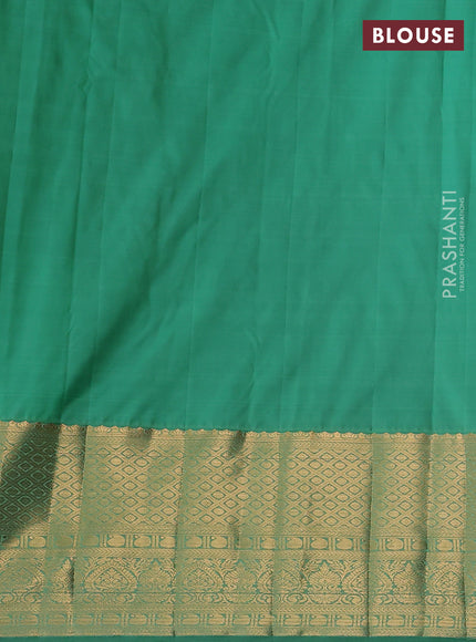 Bangalori silk saree purple and teal green with zari woven buttas and long zari woven border and Butta style