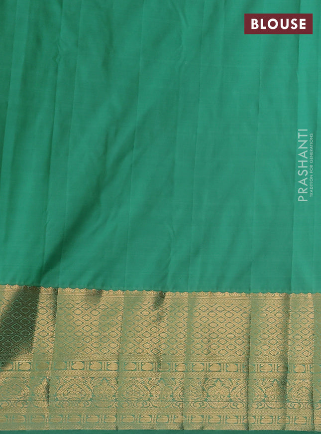 Bangalori silk saree purple and teal green with zari woven buttas and long zari woven border and Butta style