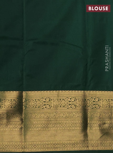 Bangalori silk saree green with zari woven buttas and long zari woven border and Butta style