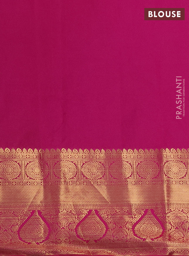 Bangalori silk saree green and pink with zari woven buttas and long zari woven border and Butta style
