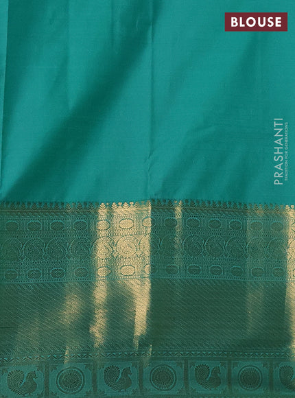 Bangalori silk saree yellow and teal green shade with zari woven buttas and long zari woven border and Butta style