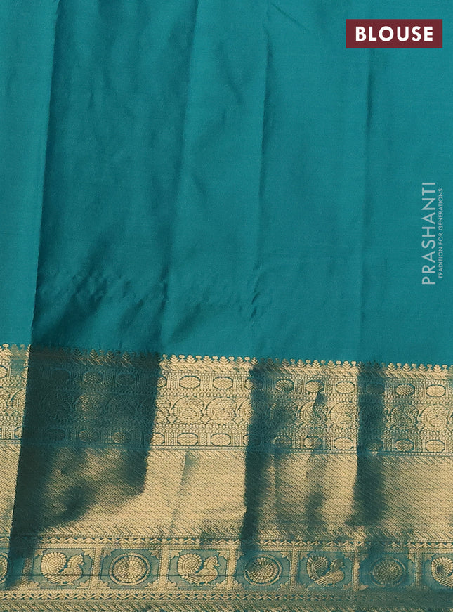 Bangalori silk saree purple and green with zari woven buttas and long zari woven border and Butta style
