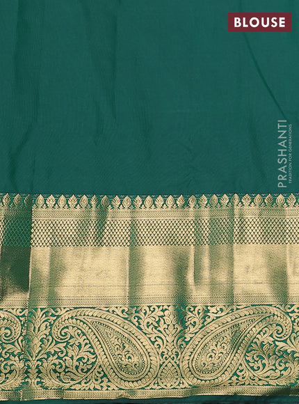 Bangalori silk saree maroon and green with zari woven buttas and long zari woven border and Butta style