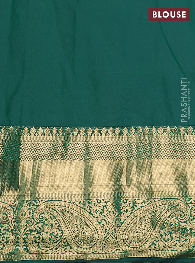 Bangalori silk saree maroon and green with zari woven buttas and long zari woven border and Butta style