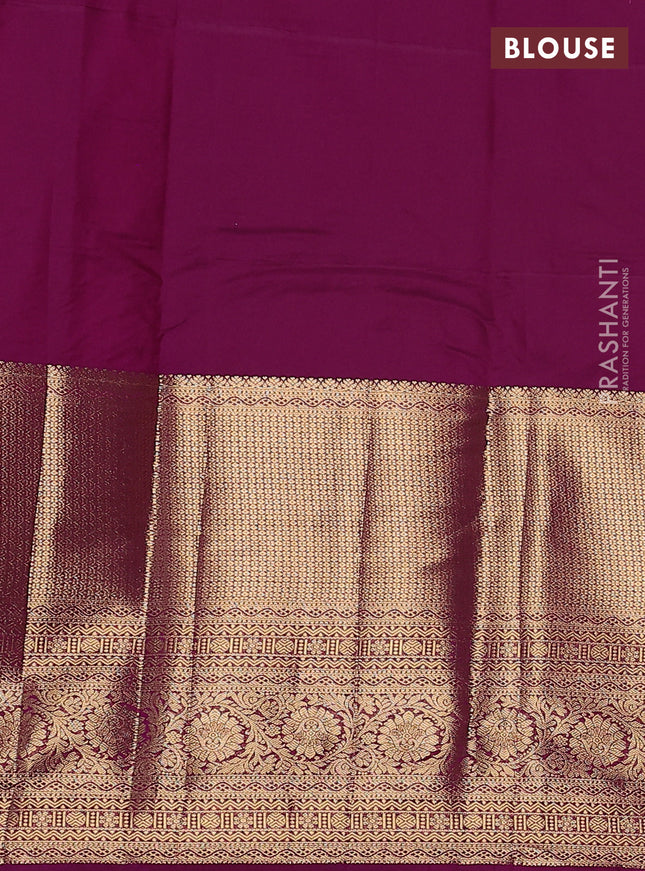 Bangalori silk saree purple with zari woven buttas and long zari woven border and Butta style
