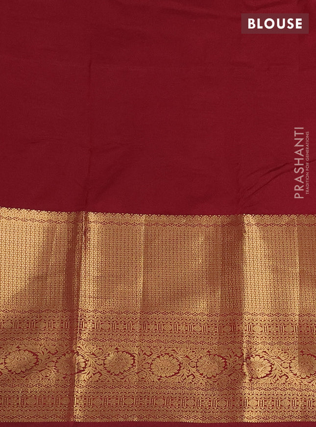 Bangalori silk saree maroon with zari woven buttas and long zari woven border and Butta style