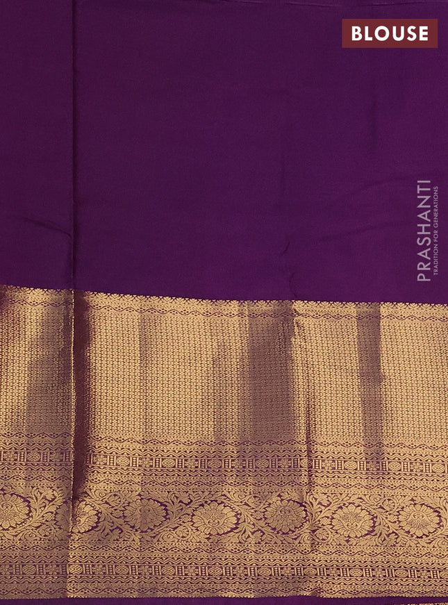 Bangalori silk saree deep purple with zari woven buttas and long zari woven border and Butta style