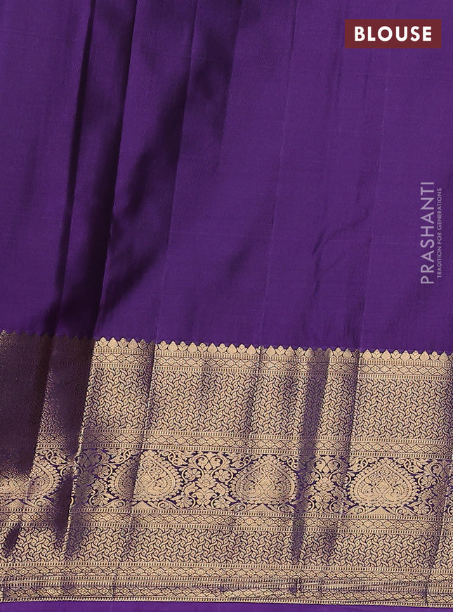 Bangalori silk saree deep purple and lavender with zari woven buttas and long zari woven border and Butta style