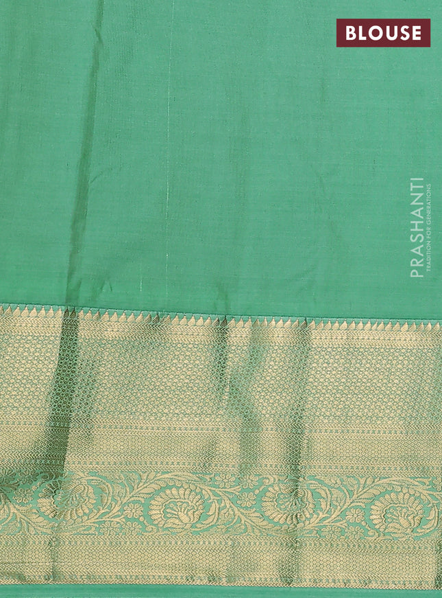 Bangalori silk saree violet and teal green shade with zari woven buttas and long zari woven border and Butta style