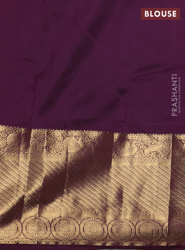 Bangalori silk saree sunset orange and wine shade with zari woven buttas and long zari woven border and Butta style