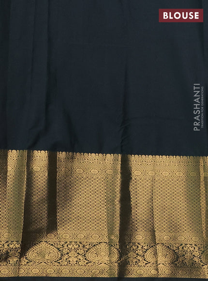 Bangalori silk saree yellow and bottle green with zari woven buttas and long zari woven border and Butta style
