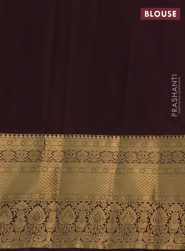 Bangalori silk saree coffee brown with zari woven buttas and long zari woven border and Butta style