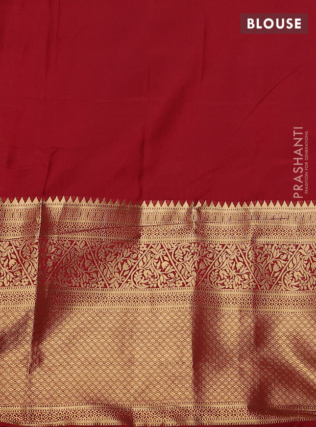 Bangalori silk saree maroon with zari woven buttas and long zari woven border and Butta style