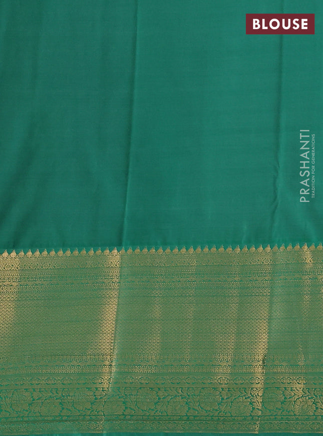 Bangalori silk saree violet and green with zari woven buttas and long zari woven border and Butta style