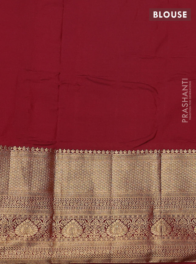 Bangalori silk saree maroon with zari woven buttas and long zari woven border and Butta style