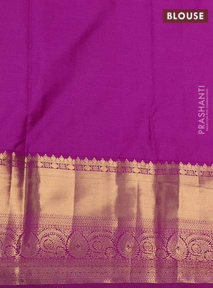 Bangalori silk saree light green and purple with zari woven buttas and long zari woven border and Butta style
