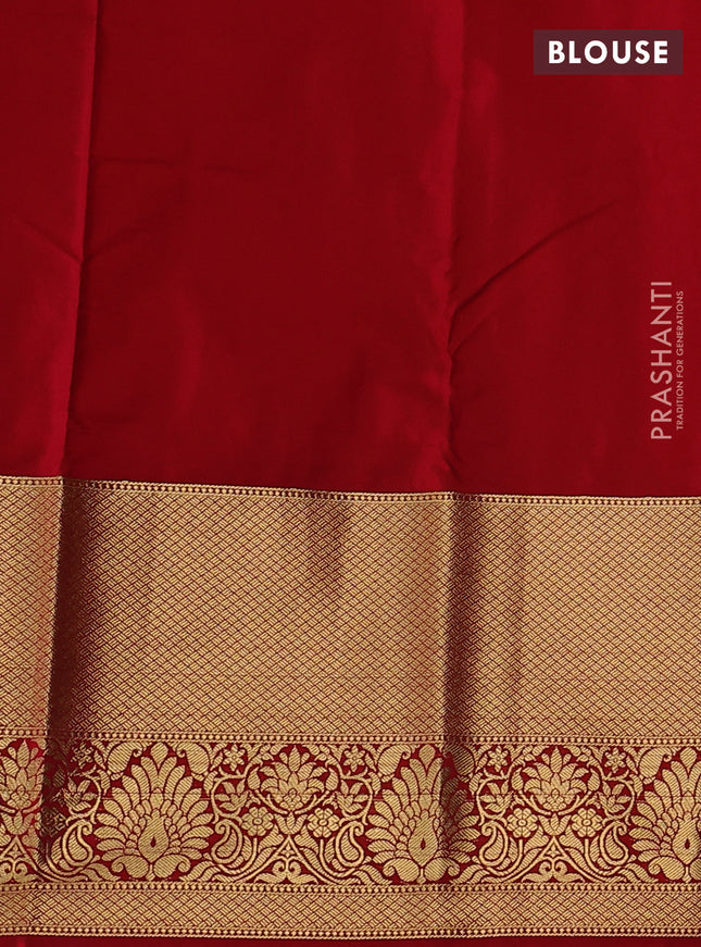 Bangalori silk saree red with allover zari woven buttas and long zari woven border and Butta style