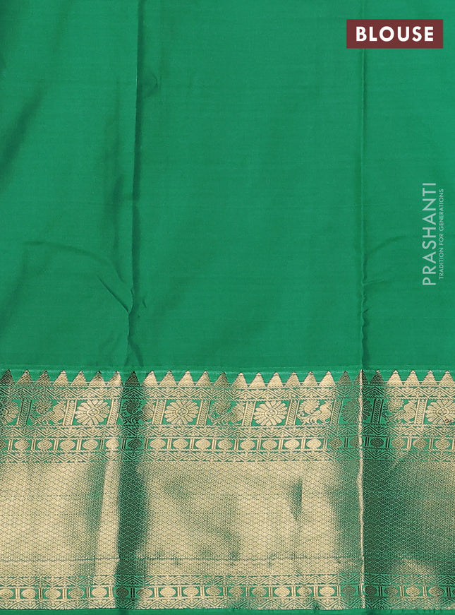 Bangalori silk saree orange and teal green shade with zari woven buttas and long zari woven border and Butta style