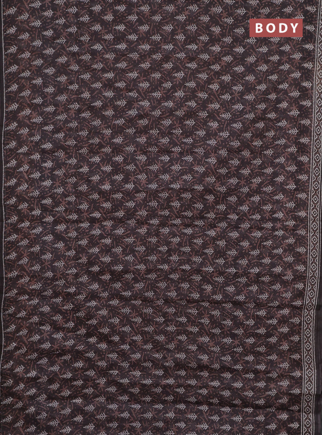 Kota doria saree grey with allover dabu prints and printed border