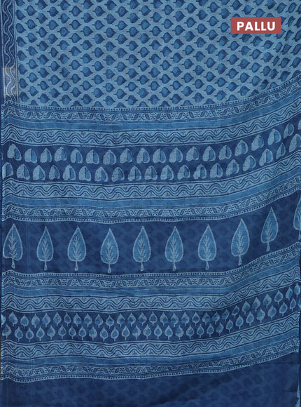 Kota doria saree pastel blue and blue with allover butta prints and printed border