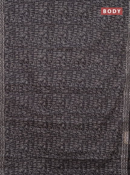 Kota doria saree grey and off white with allover warli prints and printed border