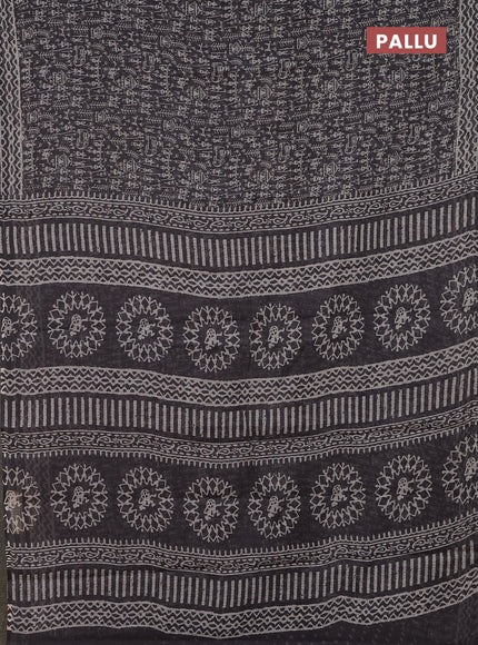 Kota doria saree grey and off white with allover warli prints and printed border