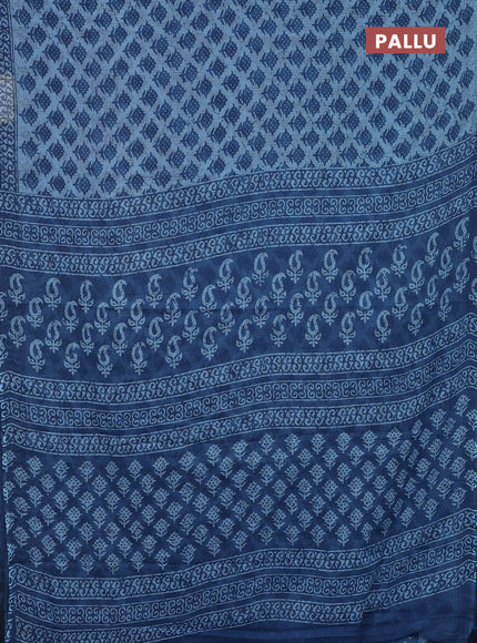 Kota doria saree pastel blue and indigo blue with allover butta prints and printed border