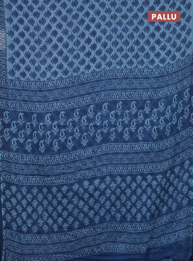 Kota doria saree pastel blue and indigo blue with allover butta prints and printed border