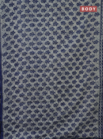 Kota doria saree off white and blue with allover butta prints and printed border