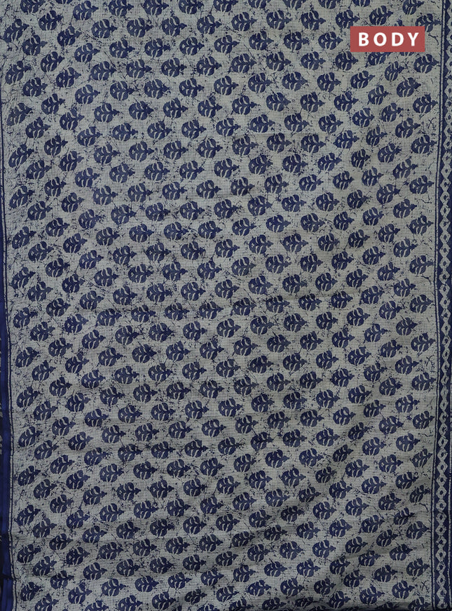 Kota doria saree off white and blue with allover butta prints and printed border