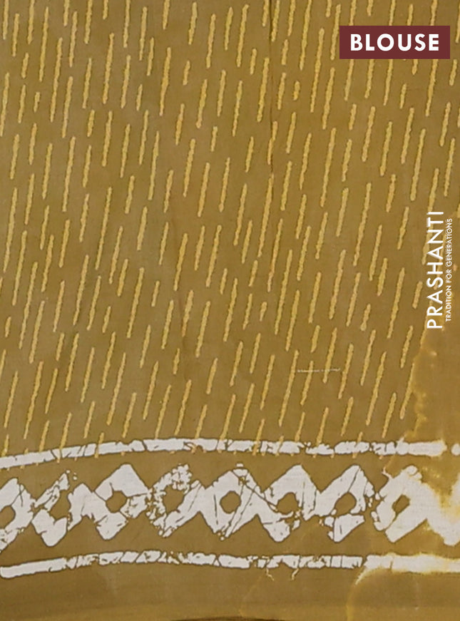 Kota doria saree off white and mehendi green with allover butta prints and printed border