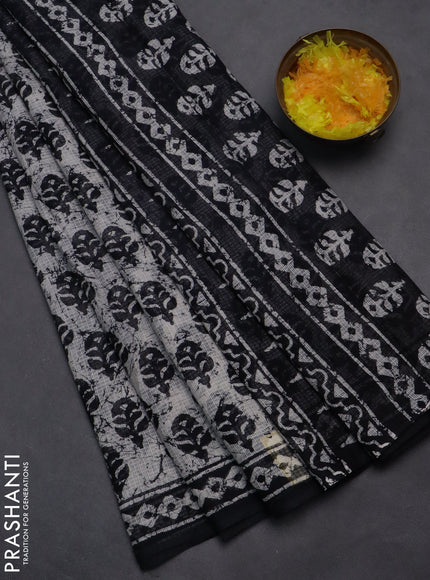 Kota doria saree off white and black with allover butta prints and printed border
