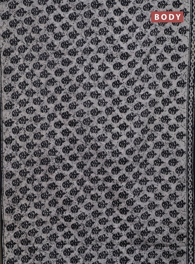 Kota doria saree off white and black with allover butta prints and printed border